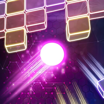A neon arcade game on the Aviron screen